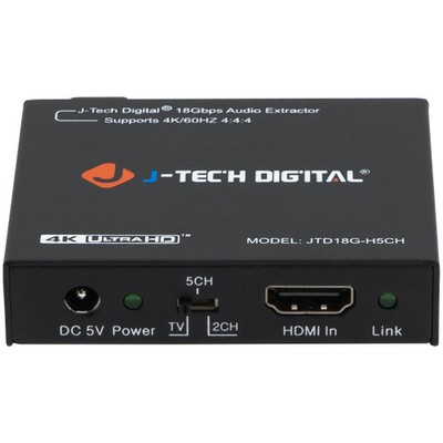 J-Tech 4K 60Hz HDMI Audio Extractor with Optical and 3.5mm Outputs
