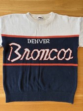 Vintage 90s Pro Elite Denver Broncos NFL Knit Sweater Mens XL Navy White Orange