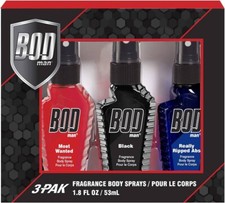 Bod Man 3 Pack, Most Wanted, Black, Really Ripped Abs Fragrance Body Spray 1.8oz