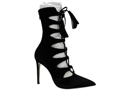 lace up pointed toe booties