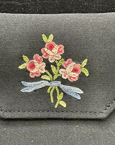 Embroided Wallet Black Gants Saint-Roch Handmade In France Vintage 1940's - Picture 2 of 12