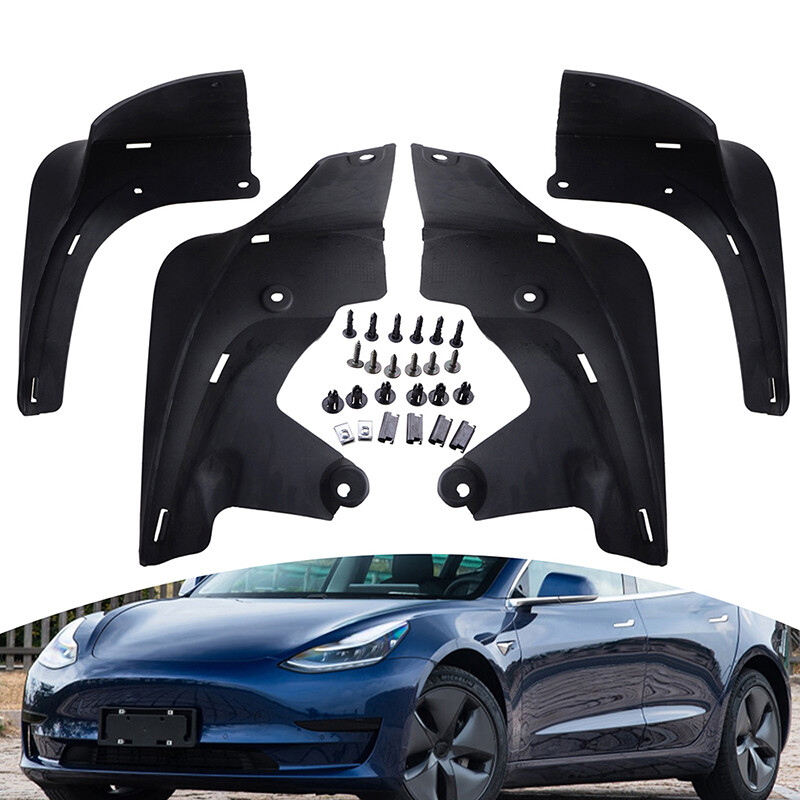 Set of 4 For Tesla Model 3 2012-2023 Mud Flaps Splash Guards Front & Rear Black