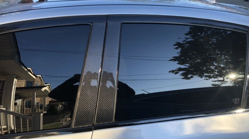 Postes de pilar de fibra de carbono real 6 piezas moldura de puerta para Scion XB 2008-2015 Foto 3 de 4