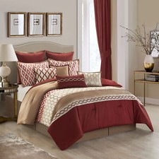 Stratford Park Warm and Vibrant 10 Piece Comforter Bedding Set Burgundy