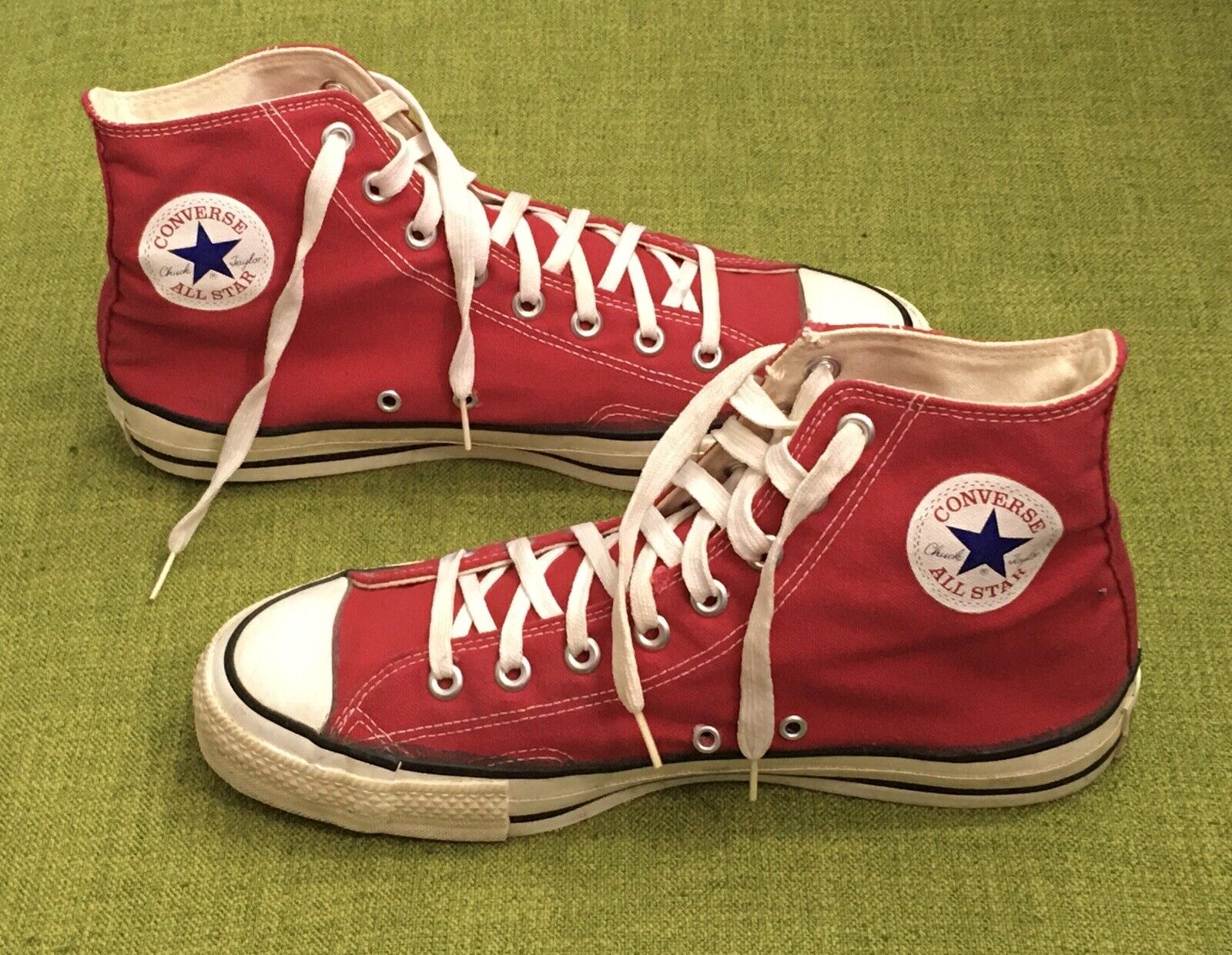 9 1/2 Vintage CONVERSE Chuck Taylor STARS High Top Sneakers RED Made in USA | eBay