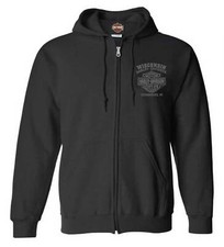 Harley-Davidson Men's Ghoulish Biker Skull Zip-Up Cotton-Blend Hoodie, Black