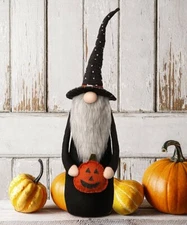 Glitzhome Halloween Fabric Gnome Figurine 28"