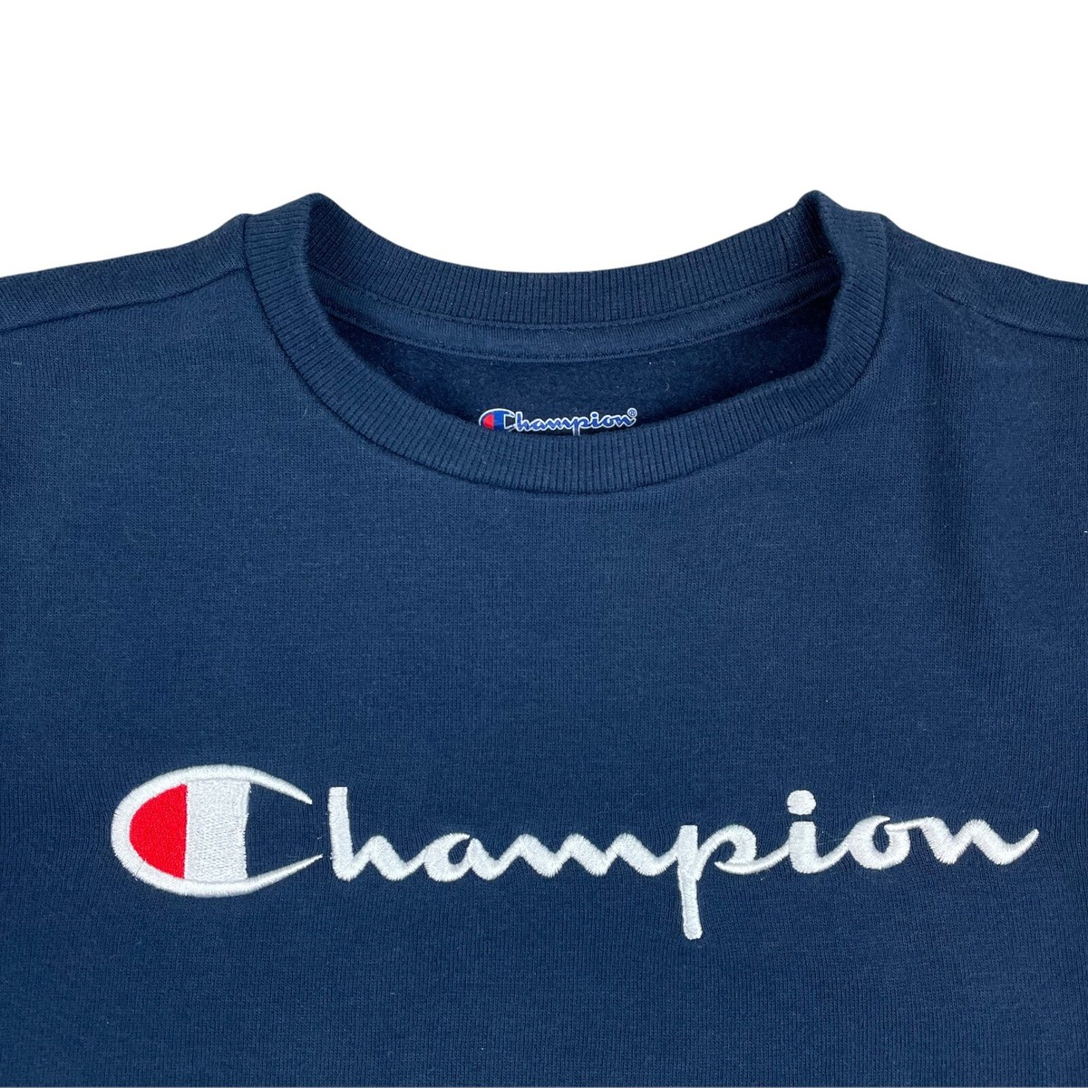 Champion Navy Blue Embroidered Pullover Sweatshirt Kids Sz Large