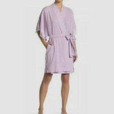 165 Natori Women's Purple Lace-Trim Dolman Sleeves Wrap Robe Size Small