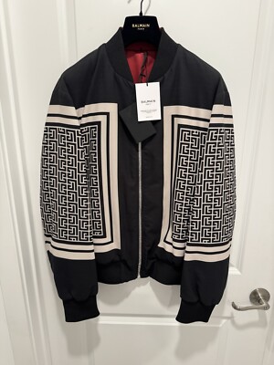 Balmain Reversible Monogram Bomber Jacket Mens Size 52 (US XL) | eBay