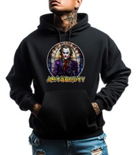 NEW Art Society STAINED GLASS THE JOKER BLACK Hoodie SMALL-4XLARGE MADE IN USA
