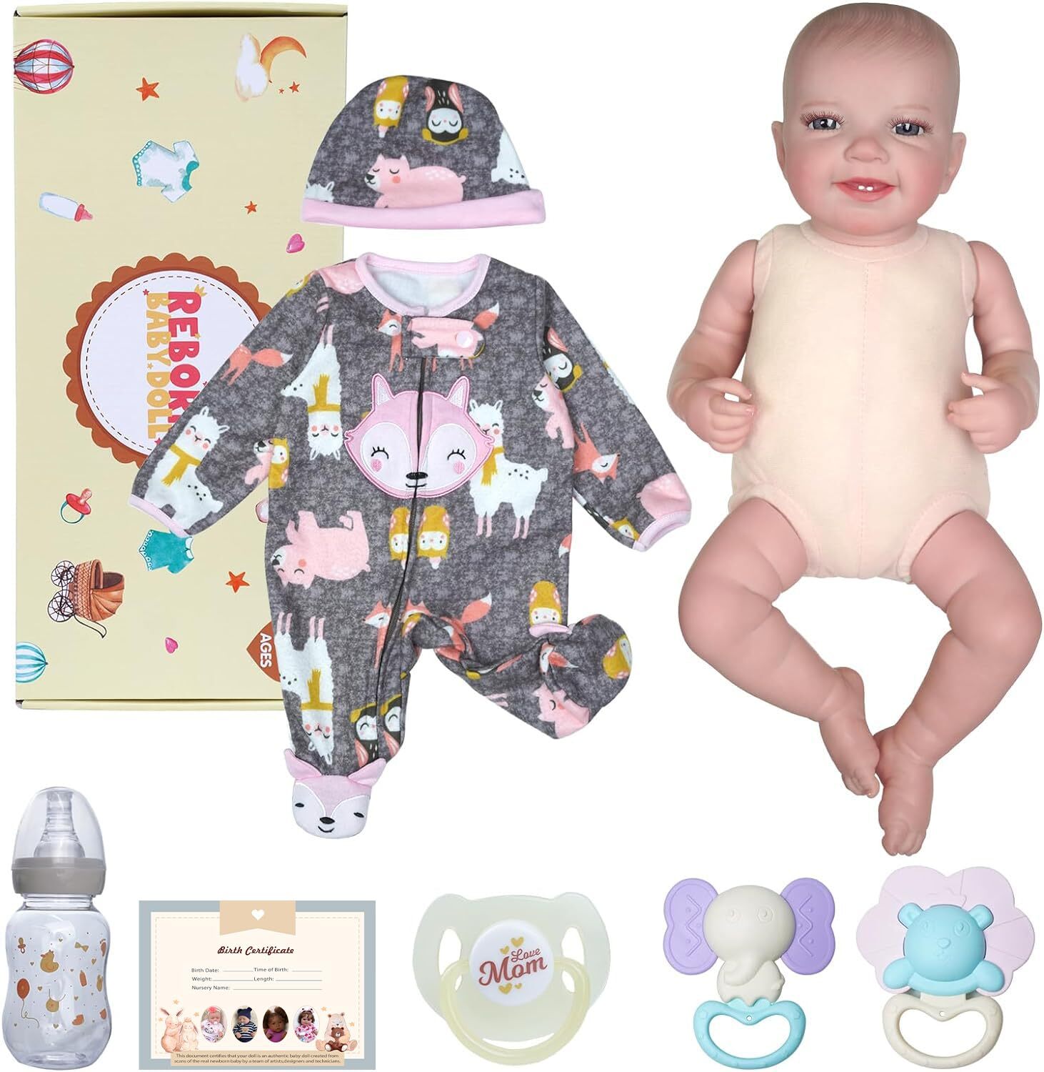 Lifelike Reborn Baby Dolls Leen- 20-Inch Cute Open Eyes Realistic-Newborn Sof...