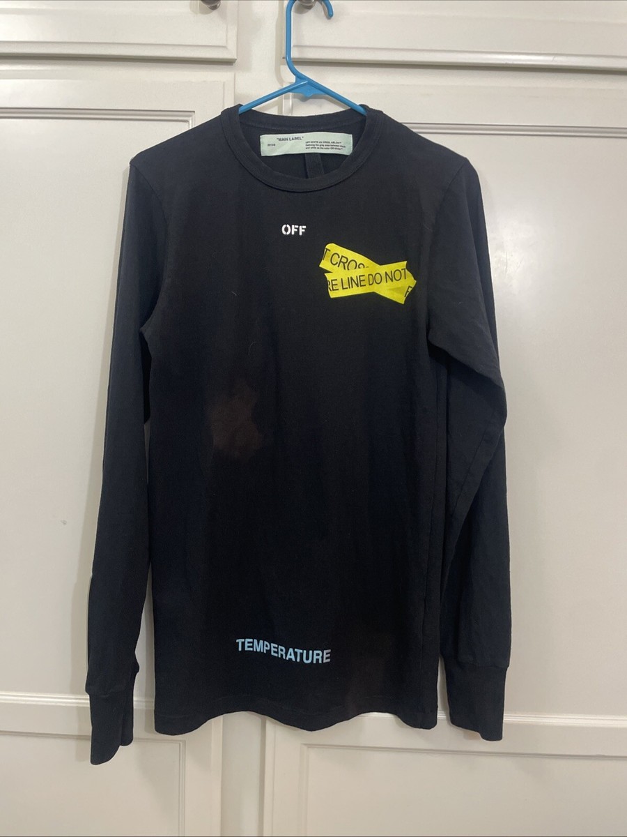 Main Label Off White Temperature “FIRE LINE DO NOT CROSS” L/s Tee
