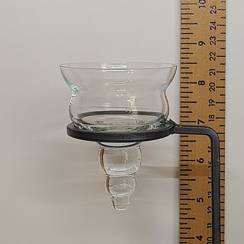 2 Candle SWIRL Holder Iron Metal Brushed Nickel + 2 Glass Holders - Picture 2 of 3