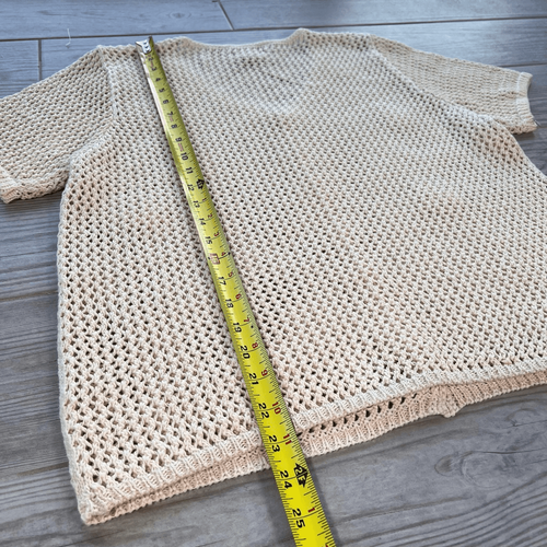 Uniform John Paul Richard Womens Cream Short Sleeve Crochet Cardigan Size Medium - Picture 5 of 6