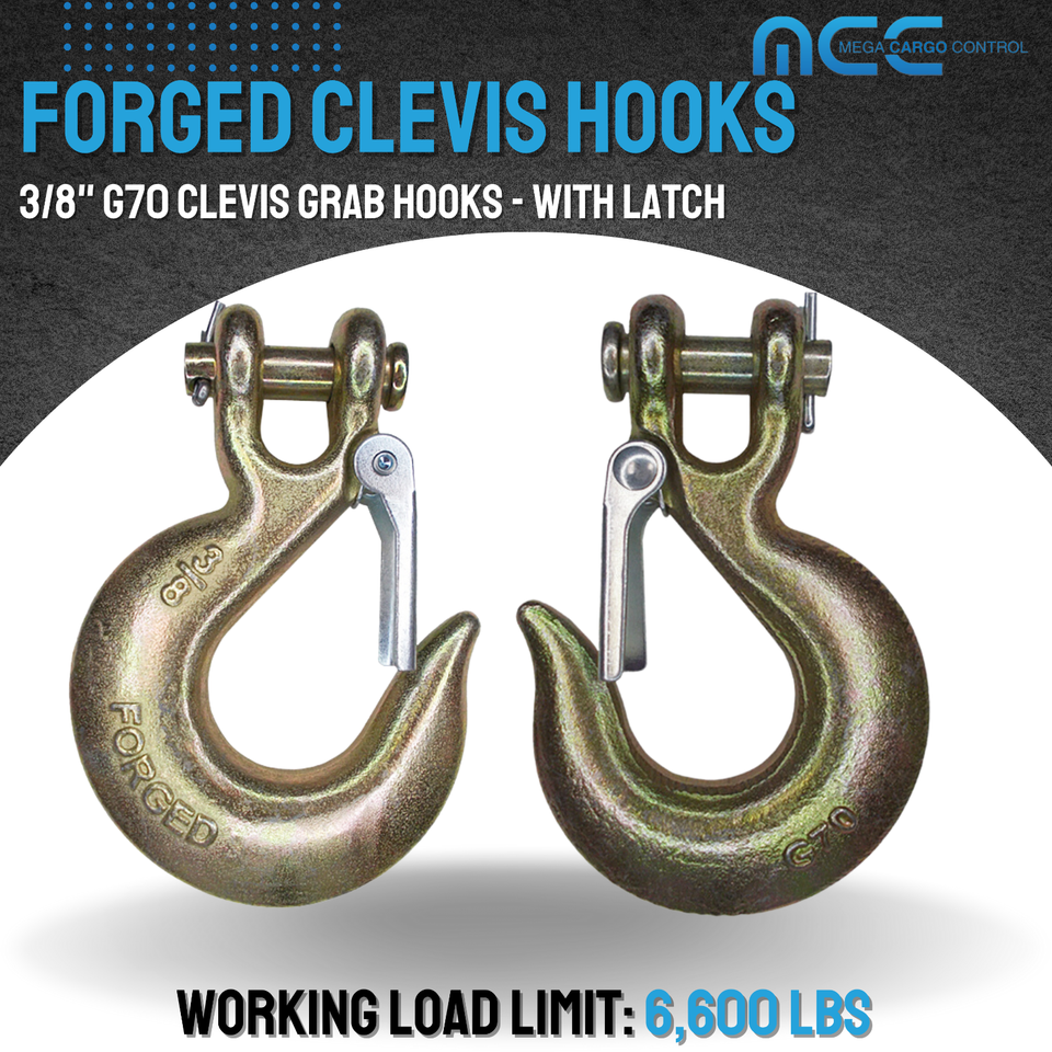 Tow Hooks 4-Pack Grade 70 Clevis Slip Hooks With Latch - 3/8" Tow Chain Hooks, 6600 Lb Capacity Trailer Safety Chain Hooks - Foto 4