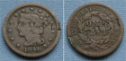 New Listing1846 Braided Hair Liberty Head Large Cent - counterstamped J T Phen (1C penny)