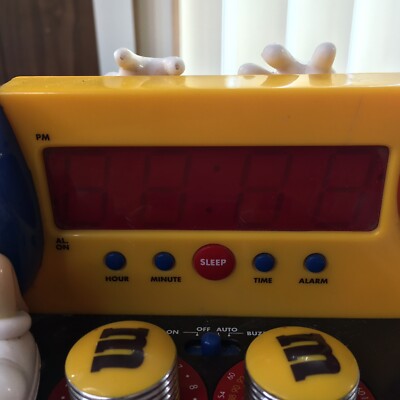 M&M's Electric Alarm Clock Radio Digital Time Blue Red
