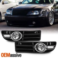 Fits 1999-2005 VW Jetta Clear Bumper Fog Lights Lamps w/Switch + Bulbs + Bezel