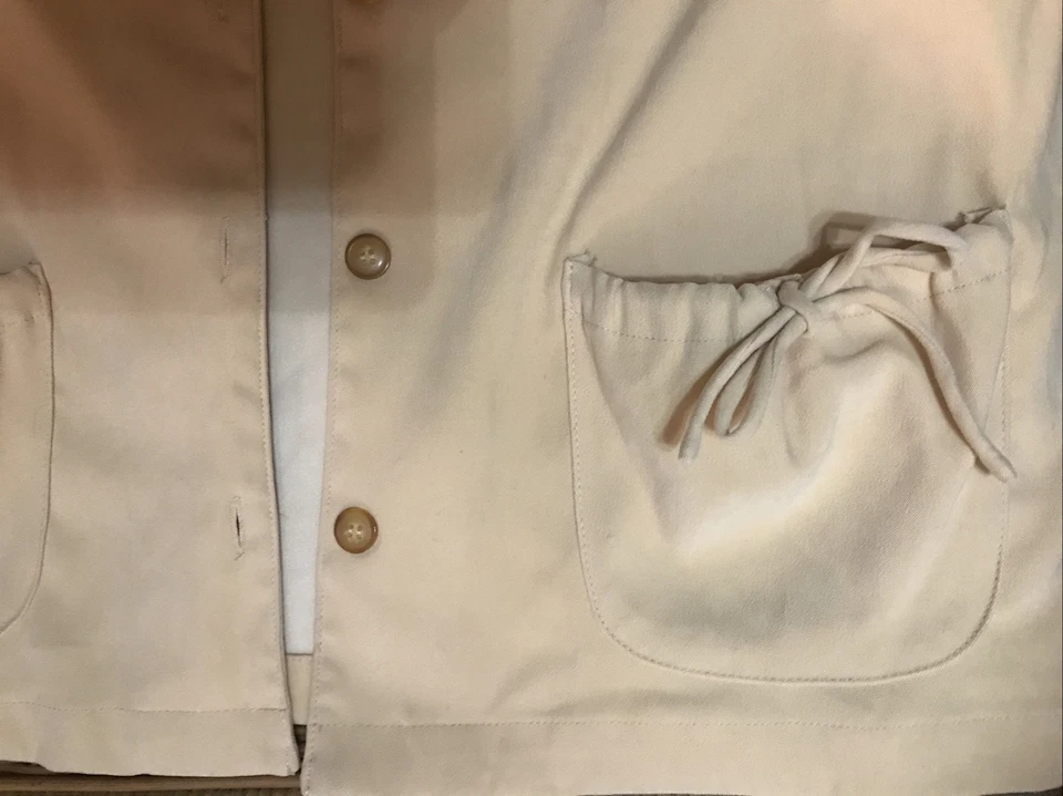 Chaqueta/abrigo para mujer DENIM & COMPANY talla mediana amarillo claro con bolsillos con lazo Foto 3 de 4