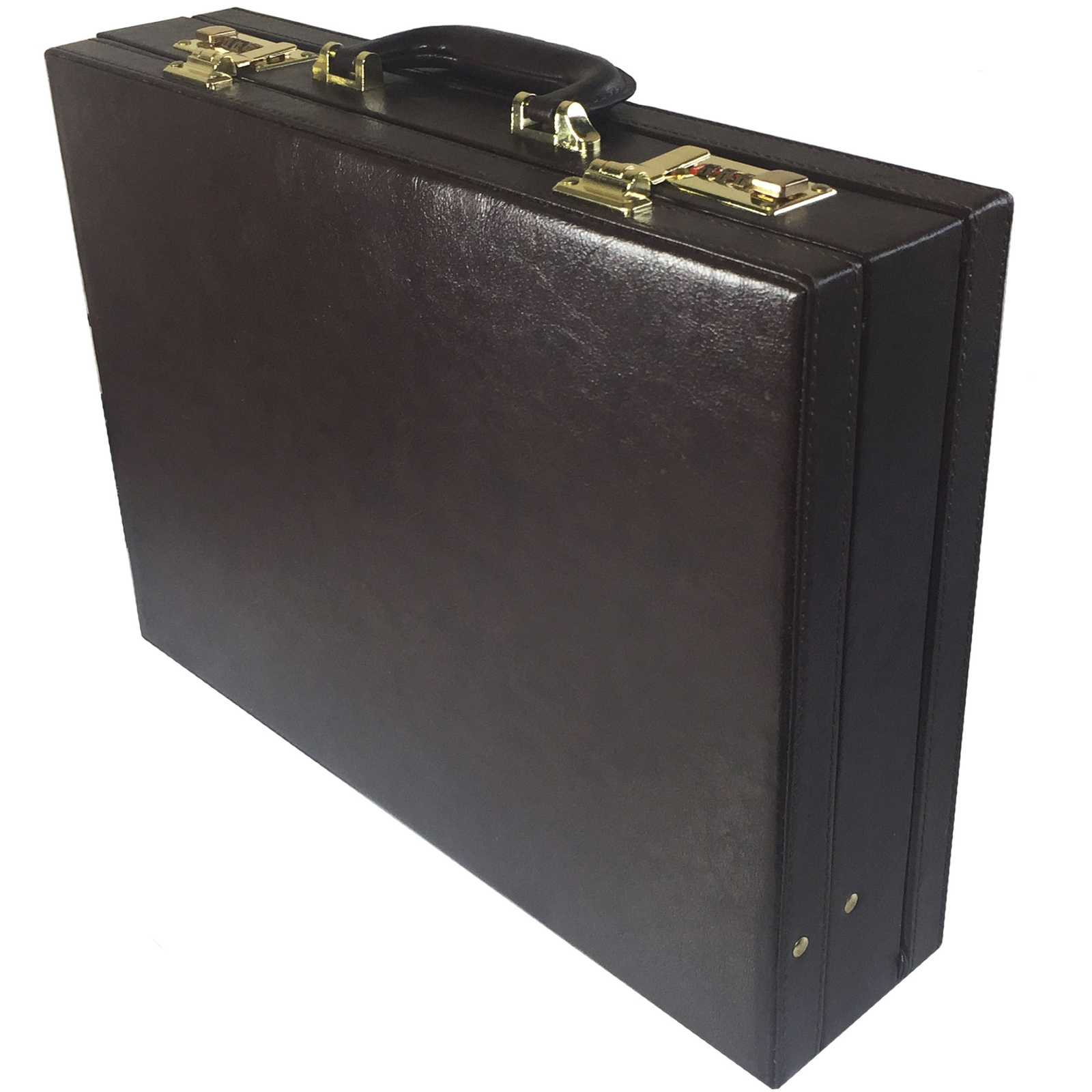 EXECUTIVE EXPANDING FAUX LEATHER BRIEFCASE LAPTOP HAND LUGGAGE BROWN