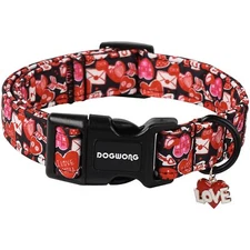Valentine Dog Collar- Cute Red Heart Dog Collars Adjustable Durable Designer ...
