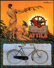 POSTER CICLI ATTILA BYCICLE ATHLETES WINGS CYCLING BIKE VINTAGE REPRO FREE S/H