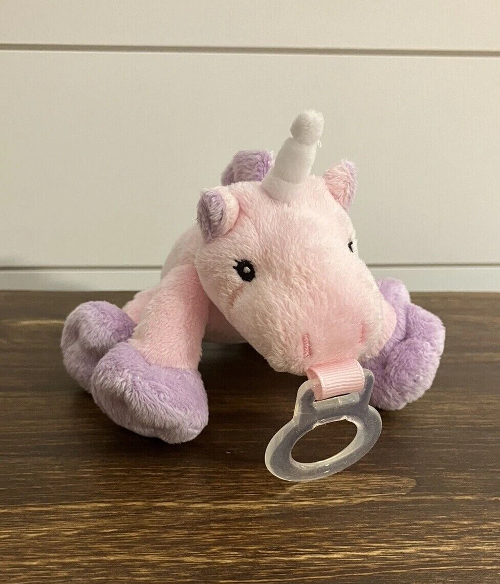 WUBBANUB NOOKUMS Pink Purple Pacifier Binky Holder Plush Unicorn