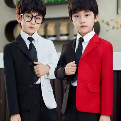 Kinder Junge Formelle Mantel Jacke Suit Blazer Zweifarbig Langärmlig Performance - Bild 1 von 4