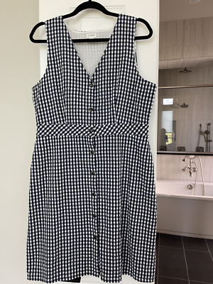 J. Crew Navy/White Check A-Line Dress - 12 | eBay