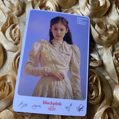 JENNIE BLACKPINK Group 2020 Floral Dress Sign Celeb K-pop Girl Photo Card Sky