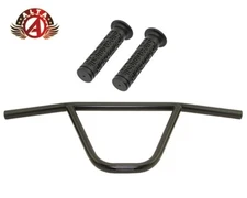 ALTA CW PRO Old School Classic Black Handlebar W/ 125mm BLACK STAR BMX GRIPS.