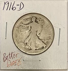 1916-D Walking Liberty Half Dollar, AG Condition, Scarce Date!