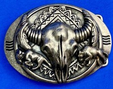 Southwestern Vibe Cow Longhorn Horns Skull Raised Belt Buckle