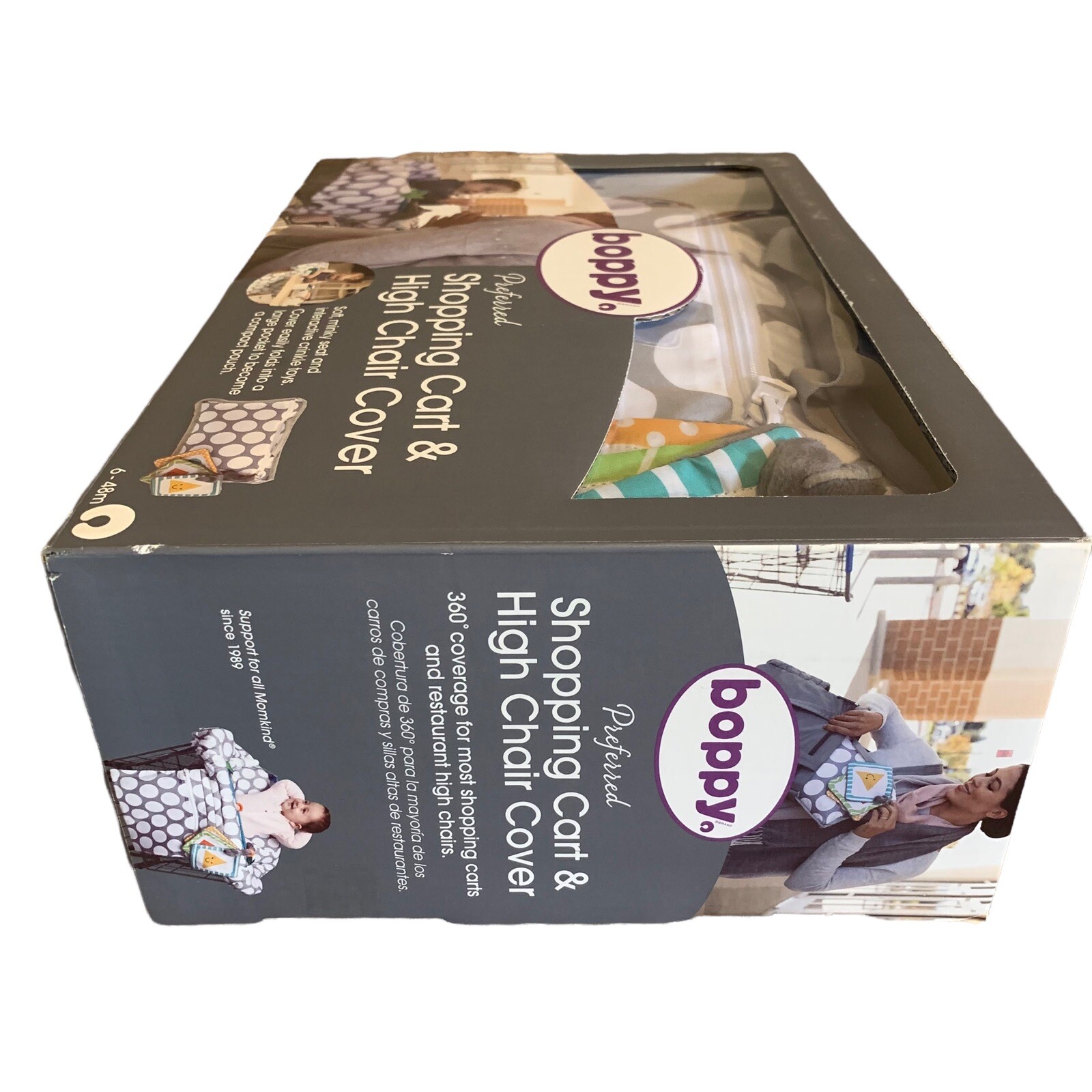 Boppy Shopping Cart Restaurant High Chair Cover Gray Polka Dot Boy Girl