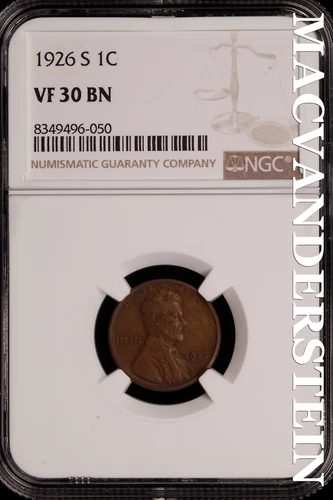 1926-S Lincoln Wheat Cent - NGC VF 30 BN - Scarce  No Reserve  #SLH192