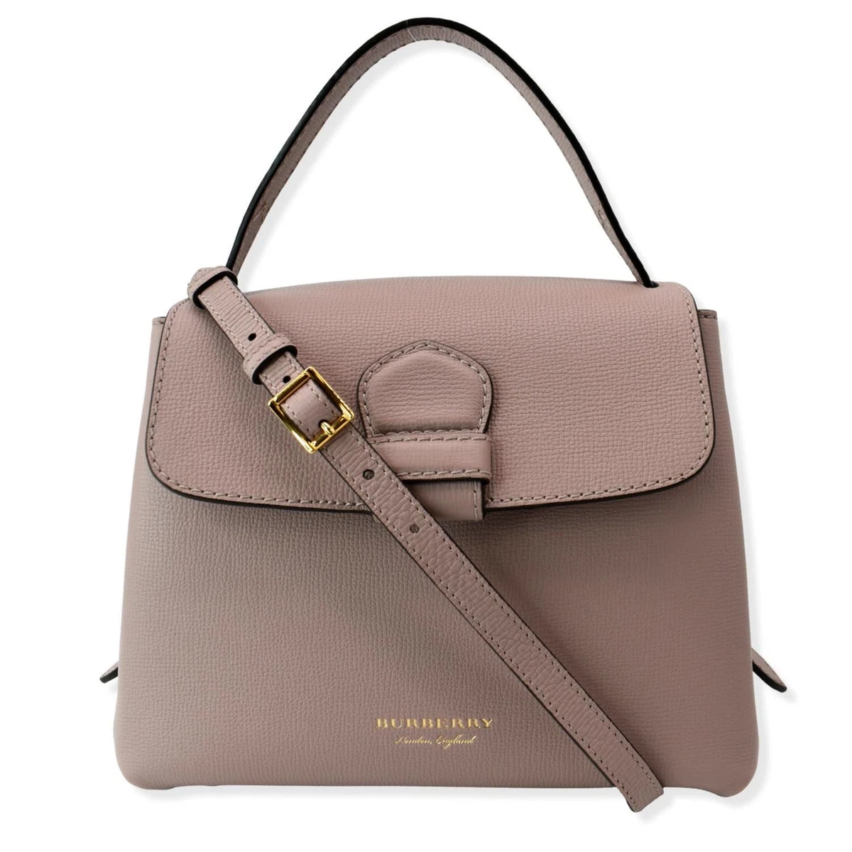 BURBERRY Banner Derby Small House Check Leather Tote Shoulder Bag