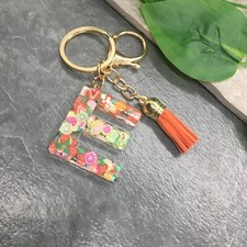 3.5" Handmade Resin Pendant Initial Keychain E Tassel New Free Ship 8862