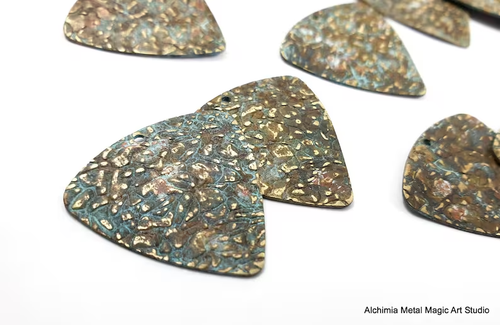 12ps Textured triangle blank Earring metal bead Hammered blank Boho supply 619A - Picture 4 of 6