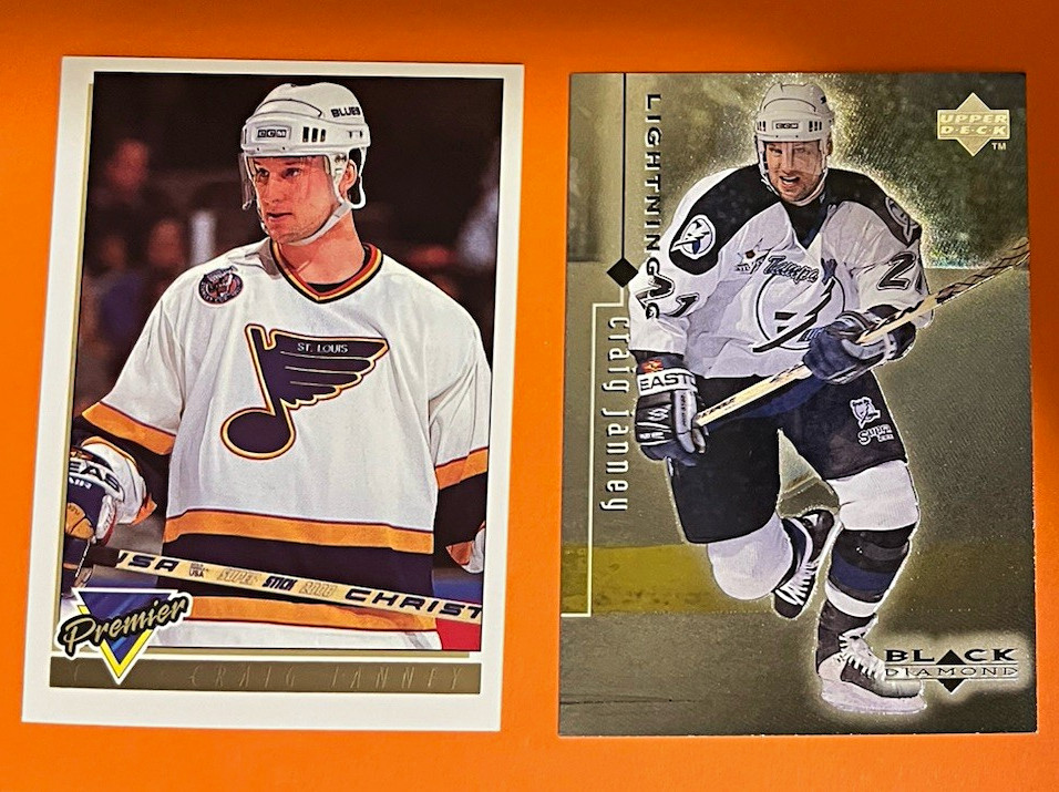 Lot/2 1998 UD Craig Janney Black Diamond #81 & 1993-94 Topps Premier Gold 120 