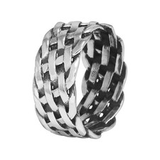 925 Sterling Silver 9mm Chunky Braided Ring, Comfort Fit Twist Wedding Band f...