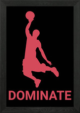 DOMINATE BASKETBALL MAN Framed Wall Art Poster Canvas Print Picture