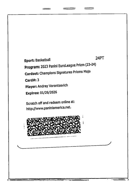 Andrey Vorontsevich 2023-24 Panini Prizm EuroLeague Champions Auto Mojo #/25