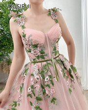 Elegant Tulle A-Line Cocktail Backless Dress With Floral Lace
