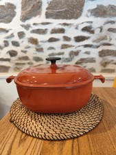 Le Creuset Cocotte En Fonte OVALE Vintage ENZO MARI N°29 Orange Foncé