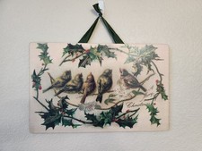 MOONLIGHT  ROSES PICTURE BY MARTA E PETERS GLITTER SONG BIRDS WALL HANGING XMAS
