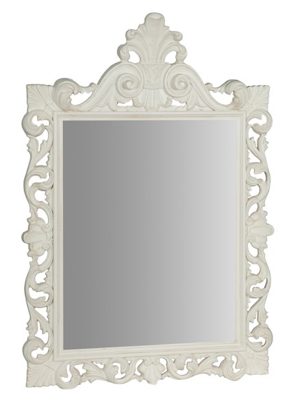 Biscottini Wandspiegel Holz Weiß Antik 124X86X7 Cm Rahmen Eingang-image