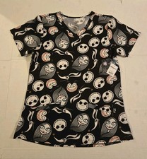 Disney The Nightmare Before Christmas Jack Sally Teddy Zero Scrub Womens Small