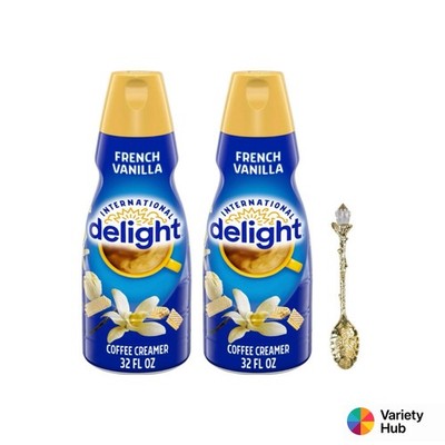 International Delight French Vanilla Coffee Creamer 32oz (2-Pack) + Gold Spoon
