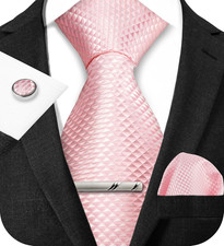 TIE G Stripe Plaid Mens Ties Set in Black Gift Box: Necktie and Pocket Square, C